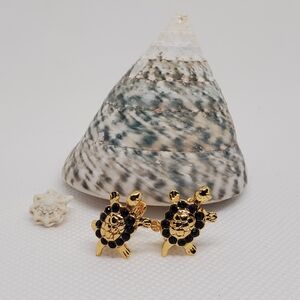 Gold and Black Turtle Earrings